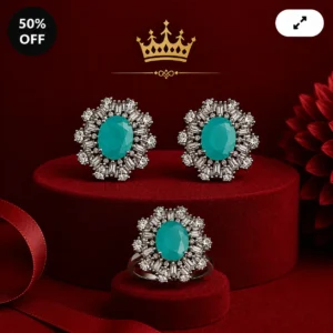 Green Stone Floral Jewellery Set