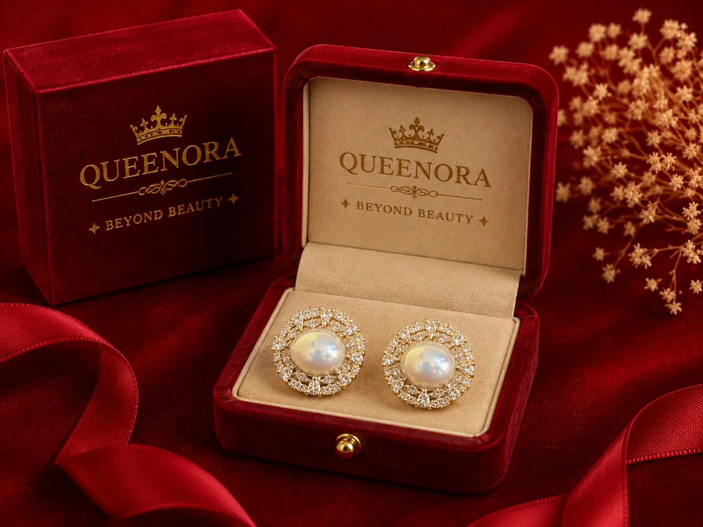 Pearl Halo Stud Earrings - Image 2