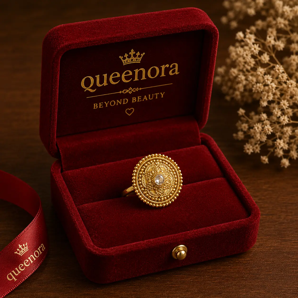 Royal Pearl Halo Statement Ring - Image 2
