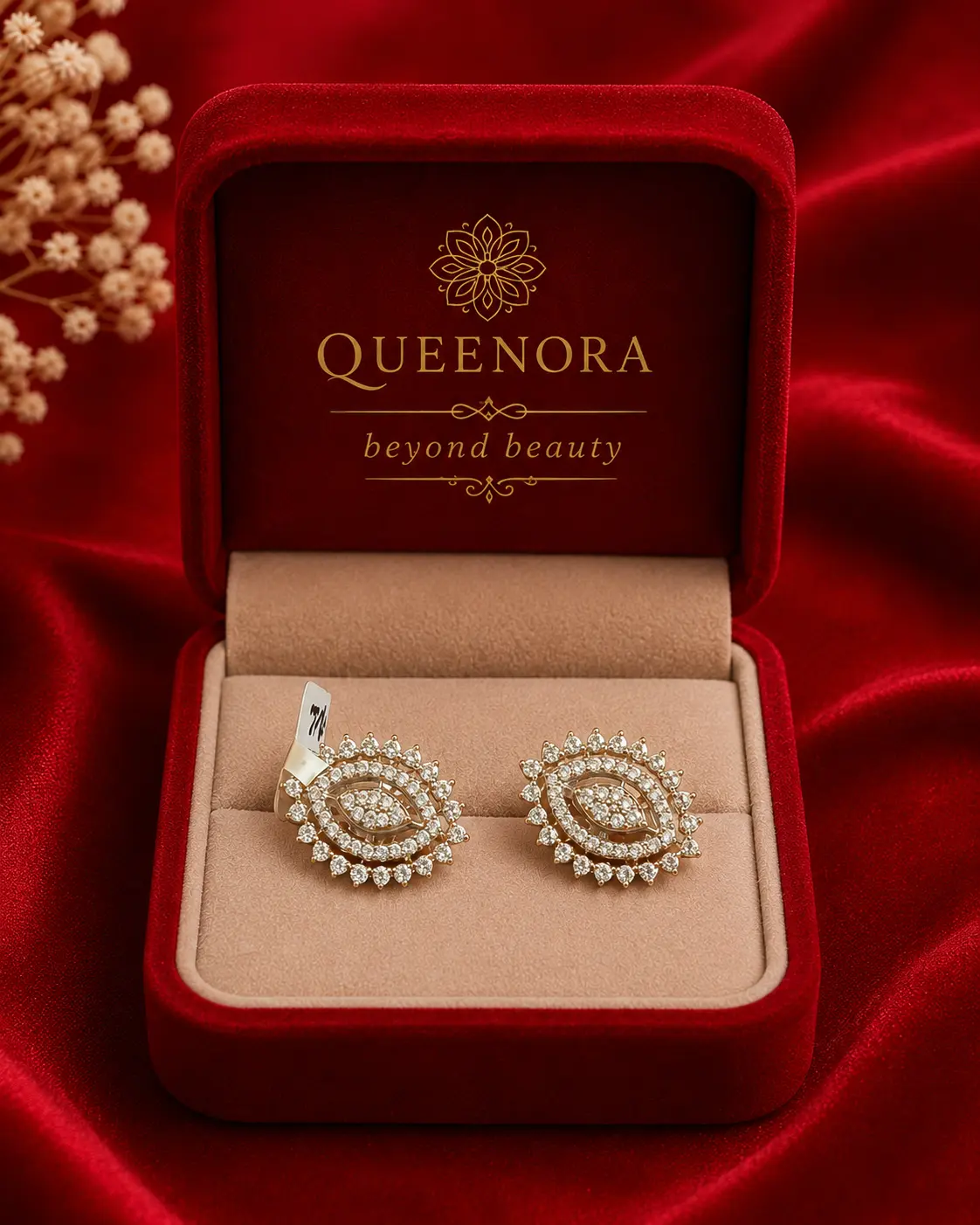 Elegant Oval Halo Crystal Stud Earrings - Image 2