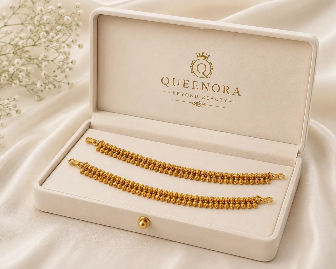 Traditional Gold Tone Beaded Payal for Women - Image 3