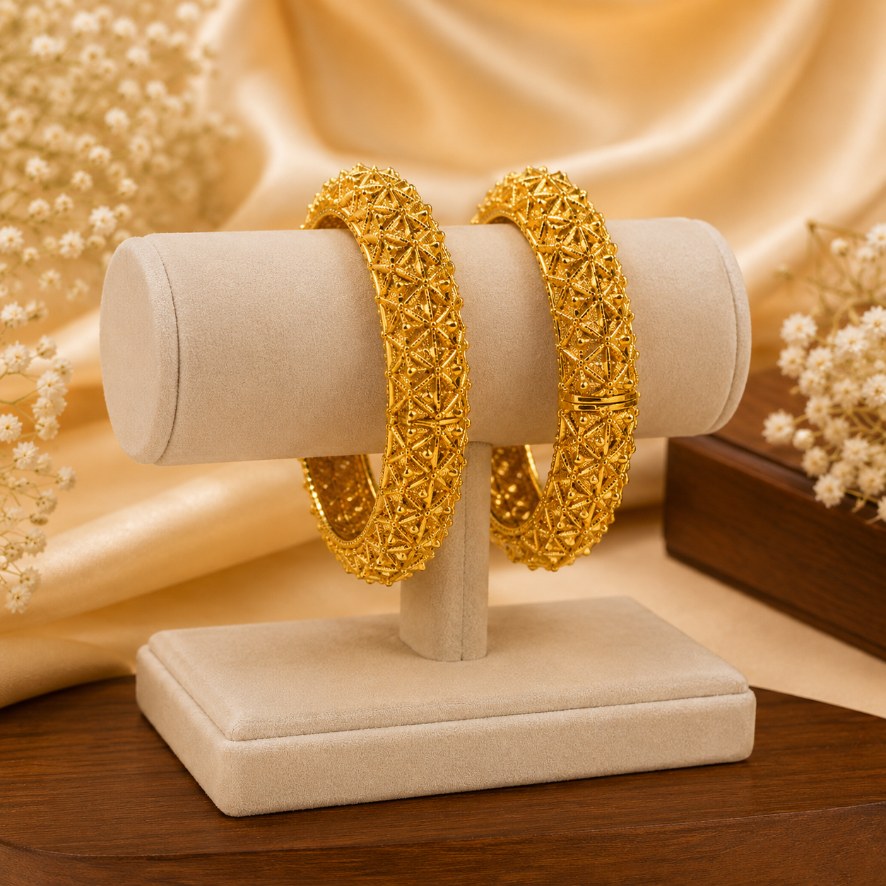 Golden Geometric Designer Bangles - Image 2