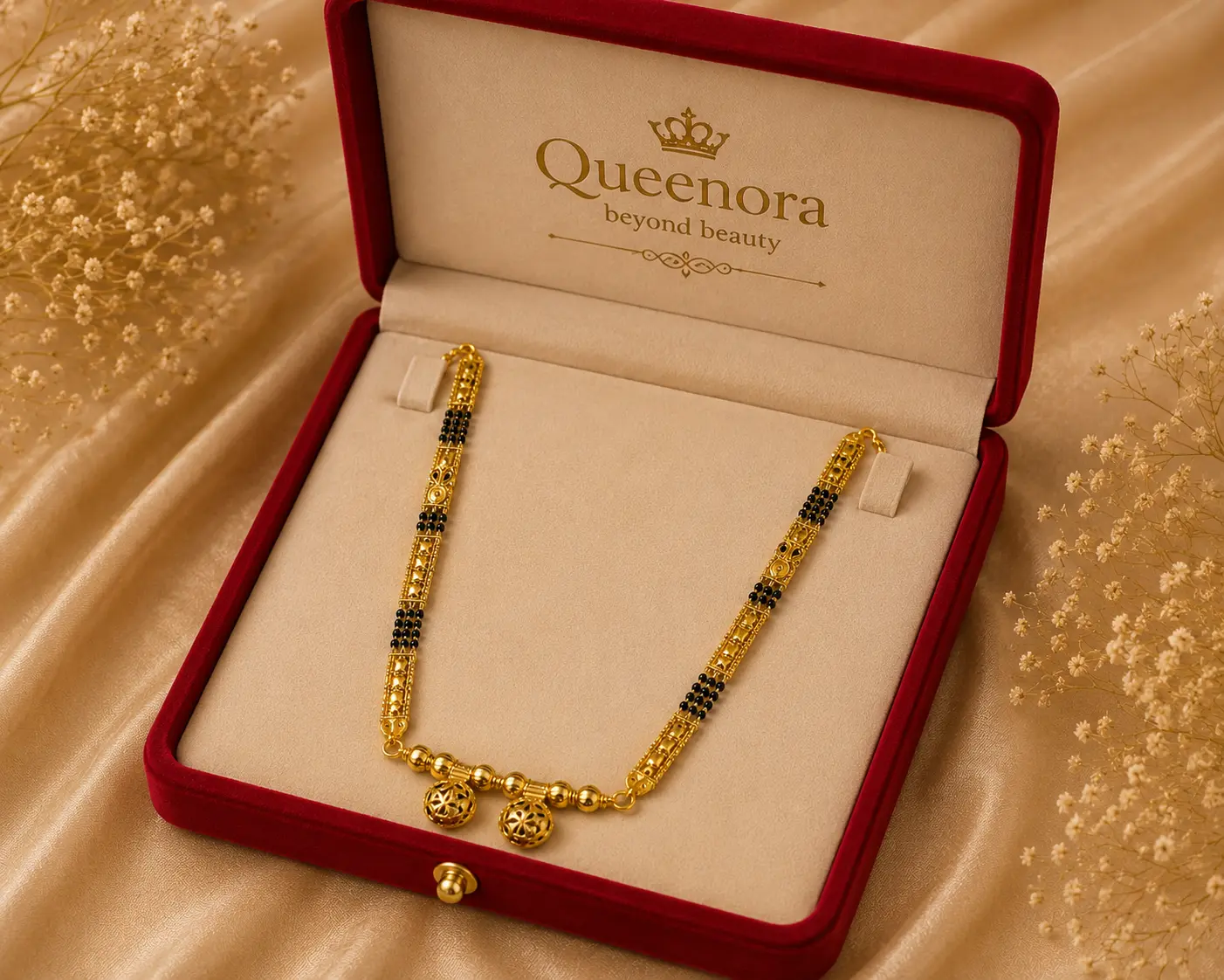 Elegant Gold-Tone Black Bead Traditional Necklace - Image 2
