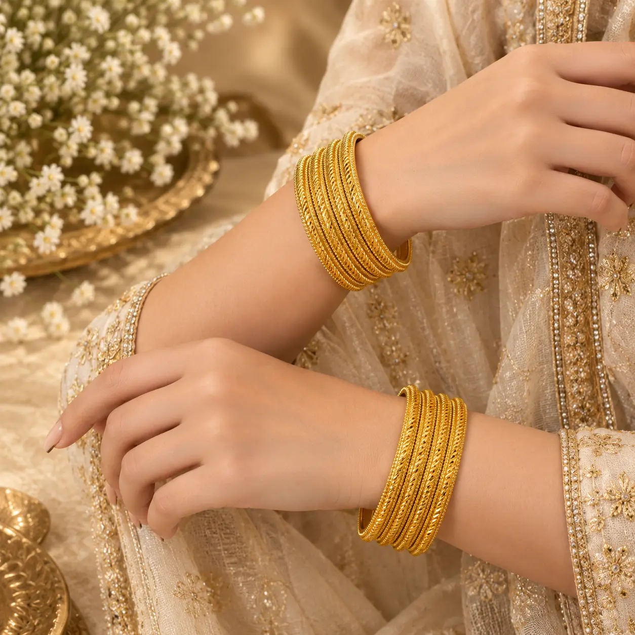 Rajsi Gold-Tone Bangles Set for Women | Traditional Indian Jewellery - Image 3