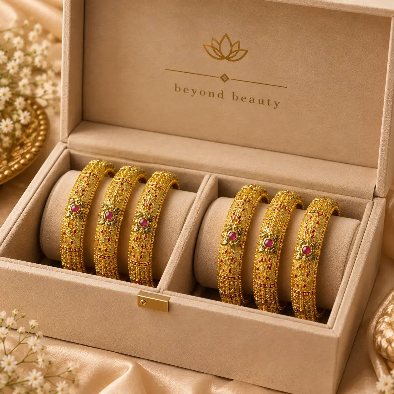 Rajwada Gulab Zari Gold-Tone Bangle Set - Image 2