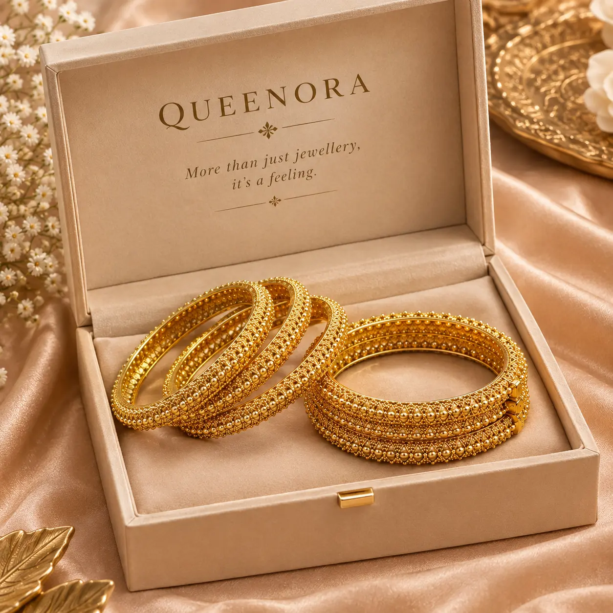 Gold-Tone Designer Bangles Set for Women - Image 2