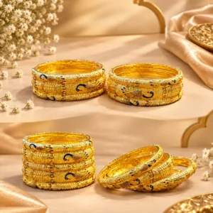Royal Peacock Gold Bangles Set for Women